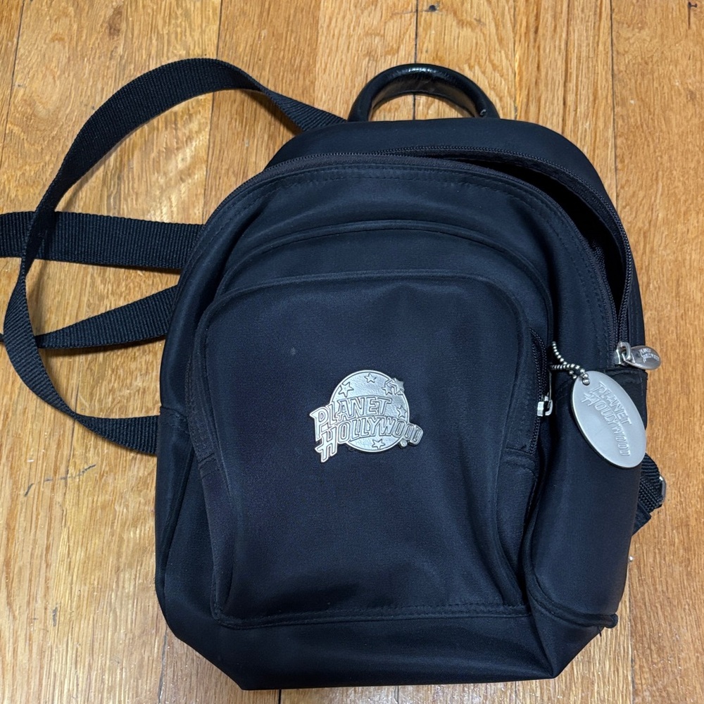 Planet Hollywood Black Mini Backpack with Logo Charm